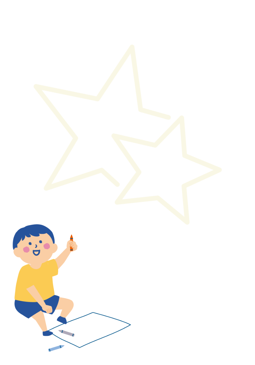 お絵描きしている園児と星